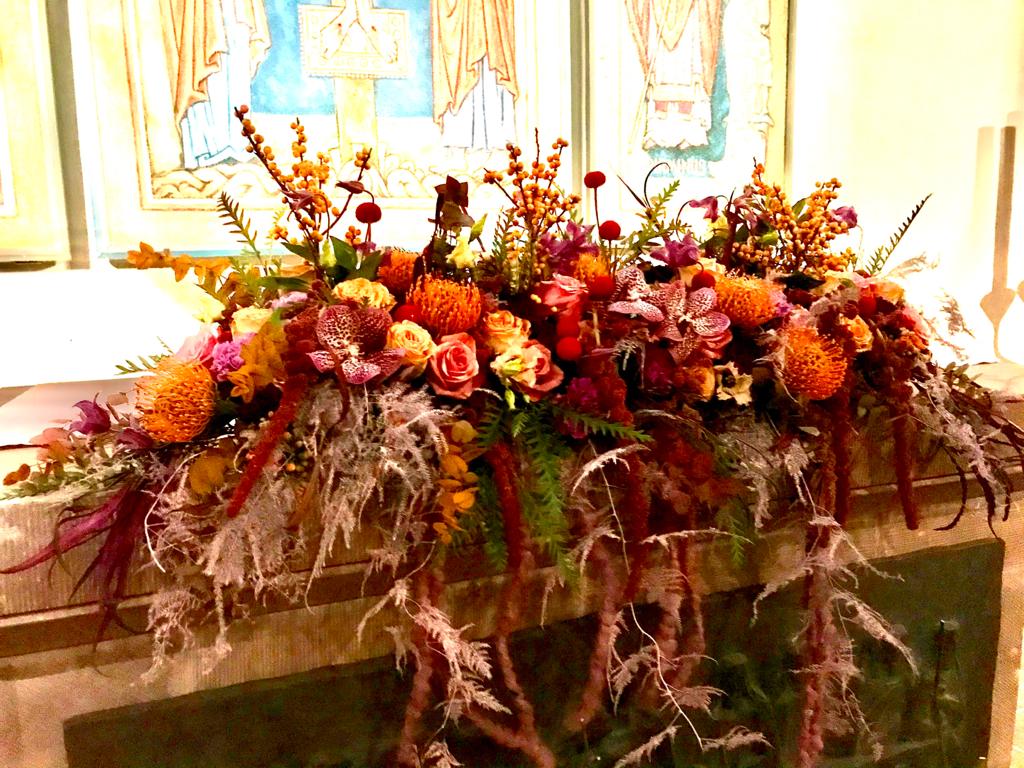 Arrangement pour autel pastel et blanc , mariage