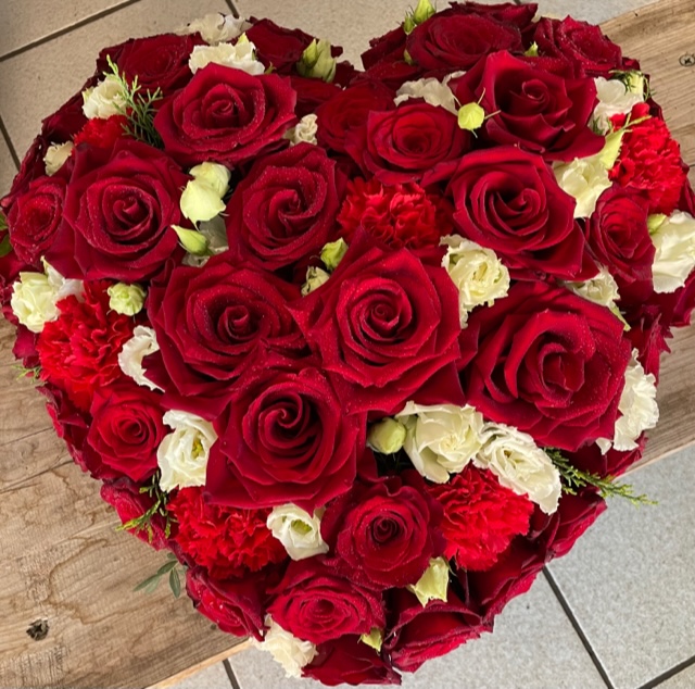 Coeur deuil rouge et blanc