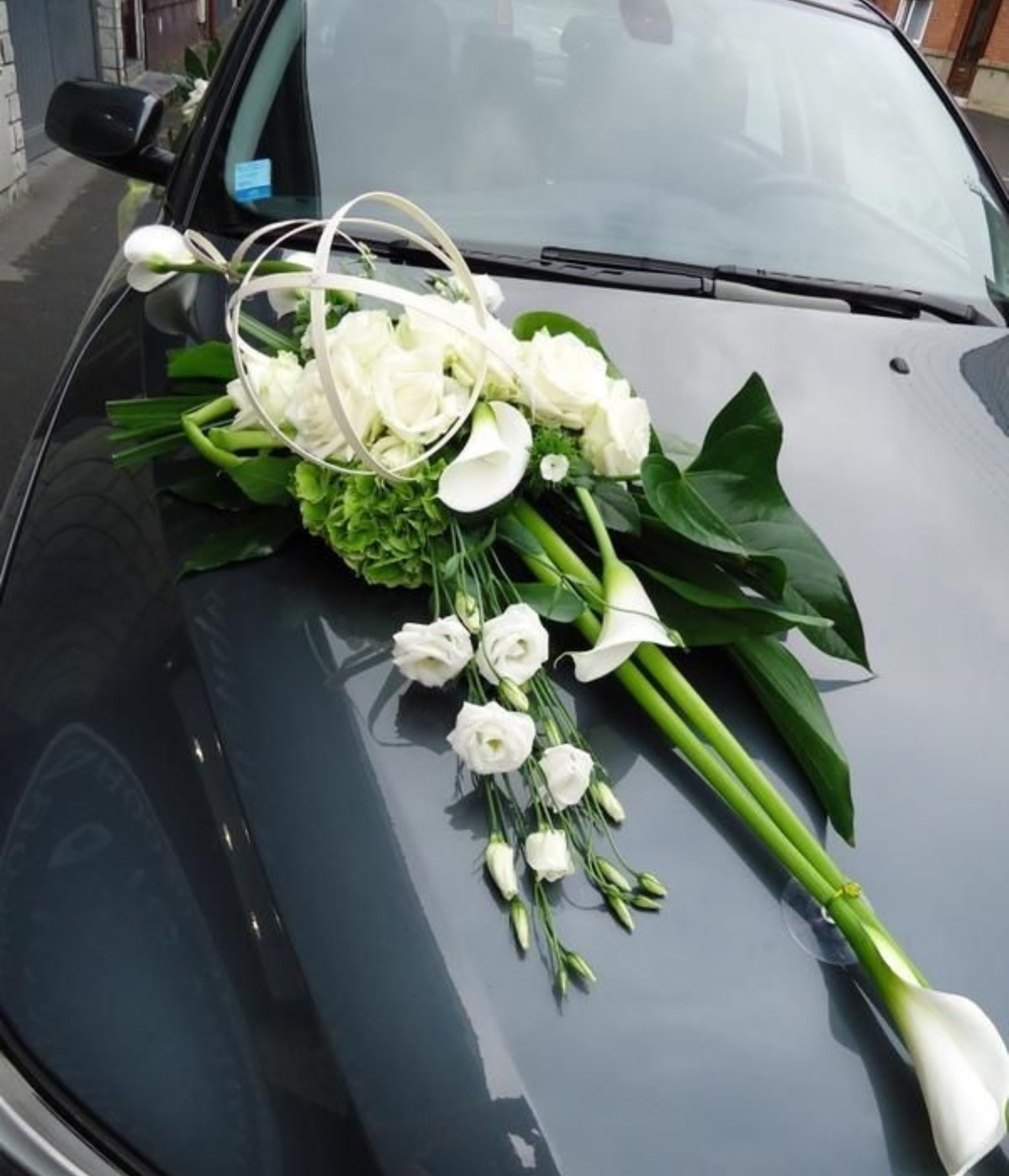 Décoration de Voiture Mariage, mariée Couple Fleurs Roses