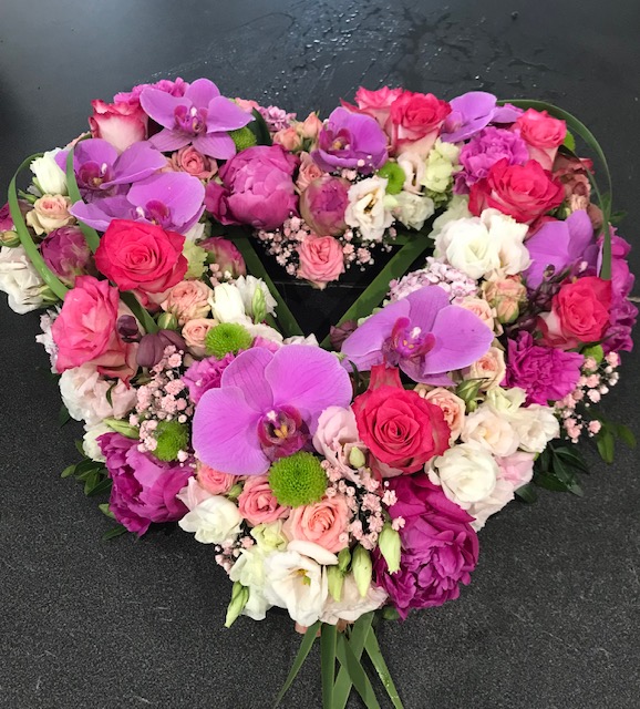 Coeur deuil pastel et blanc
