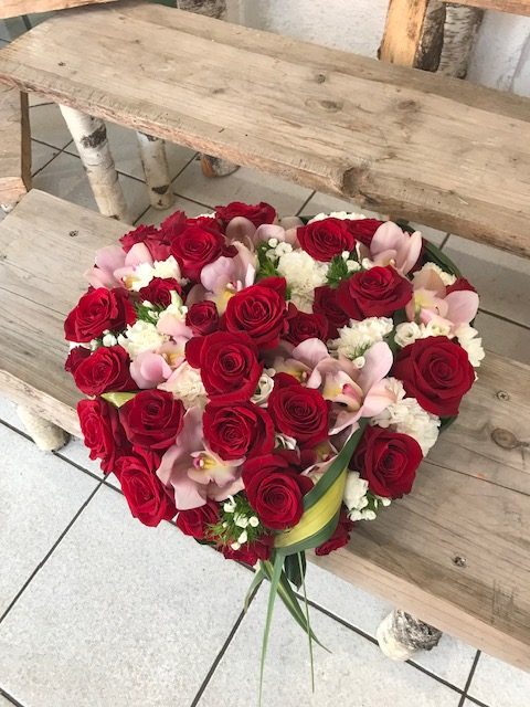 Coeur deuil rouge et blanc